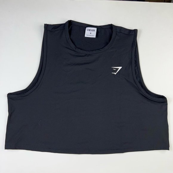Gymshark Womens Training Crop Tank Top Black Crew Neck Mesh Back Stretch M New - Picture 8 of 10